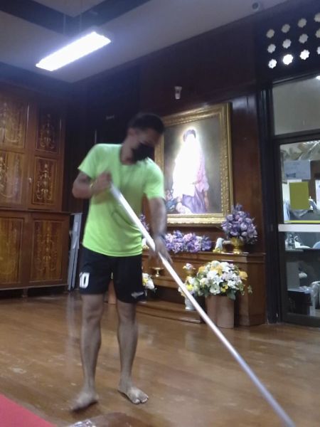 งานทำความสะอาด ซ่อมแซม ดูแลอาคารสถานที่ ฉีดพ่นยาฆ่าเชื้อ  เพื่อป้องกันการแพร่ระบาดเชื้อไวรัสโคโรนา 2019 (COVID-19)