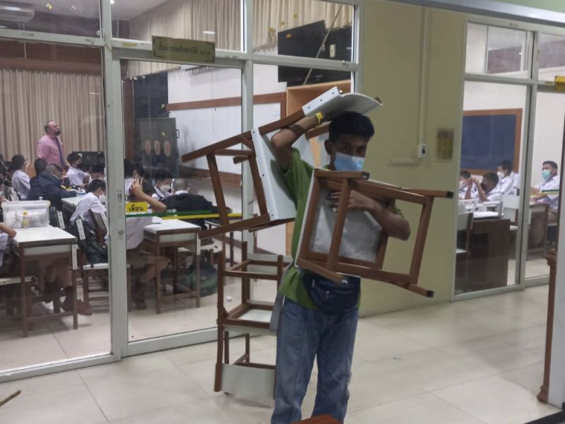 งานทำความสะอาด ซ่อมแซม ดูแลอาคารสถานที่ ฉีดพ่นยาฆ่าเชื้อ  เพื่อป้องกันการแพร่ระบาดเชื้อไวรัสโคโรนา 2019 (COVID-19)
