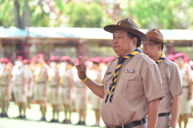 พิธีทบทวนคำปฏิญาณเนื่องในวันคล้ายวันสถาปนาคณะลูกเสือแห่งชาติ ประจำปี 2566