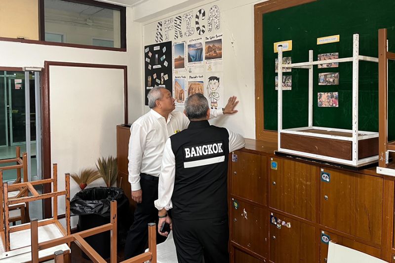 โรงเรียนเทพศิรินทร์ ตรวจสอบโครงสร้างตึกหลังเกิดเหตุแผ่นดินไหวโรงเรียนเทพศิรินทร์ ตรวจสอบโครงสร้างตึกหลังเกิดเหตุแผ่นดินไหว